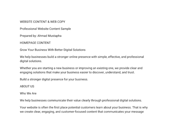 write professional website content and web copy